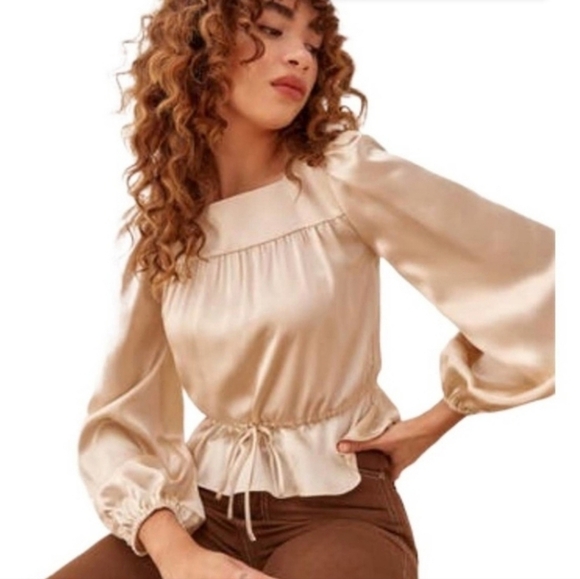 Reformation Riccardo 100% Silk Cream Top Size XS - Picture 1 of 12